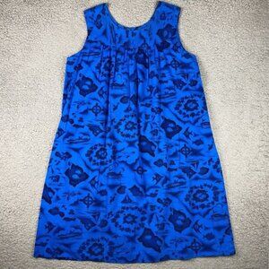 Ui Maikai Blue Hibiscus Tropical Island Vintage Hawaiian Mumu Dress Womens XL